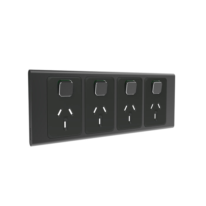 Clipsal Iconic Quad Power Point Outlet 10a - Skin Only, Silver Shadow