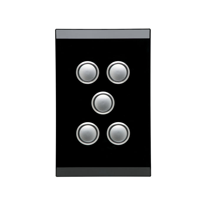 Clipsal Saturn Series Switch 5 Gang Push Button LED, Espresso Black