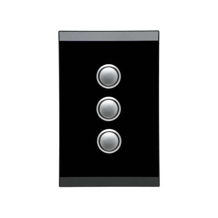 Clipsal Saturn Series 3 Gang Push Button LED, Espresso Black