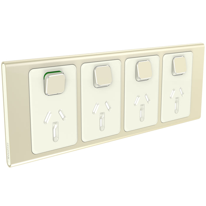Clipsal Iconic Quad Power Point Outlet 10a - Skin Only, Crowne