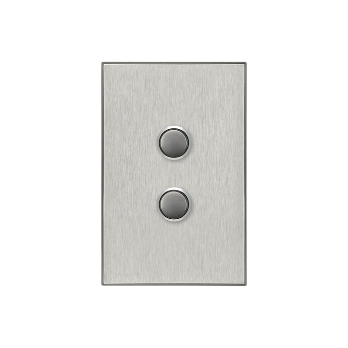 Clipsal Saturn Series 2 Gang Push Button LED, Horizon Silver