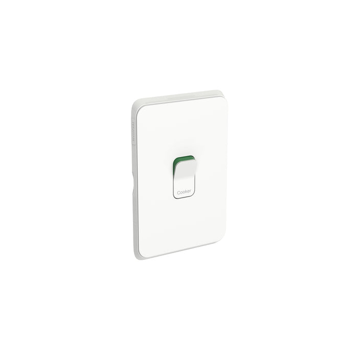 Clipsal Iconic Double Pole Cooker Switch Vertical/Horizontal 45a, Vivid White