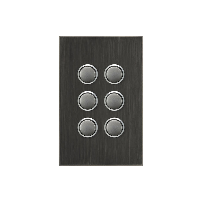 Clipsal Saturn Series Switch 6 Gang Push Button LED, Horizon Black