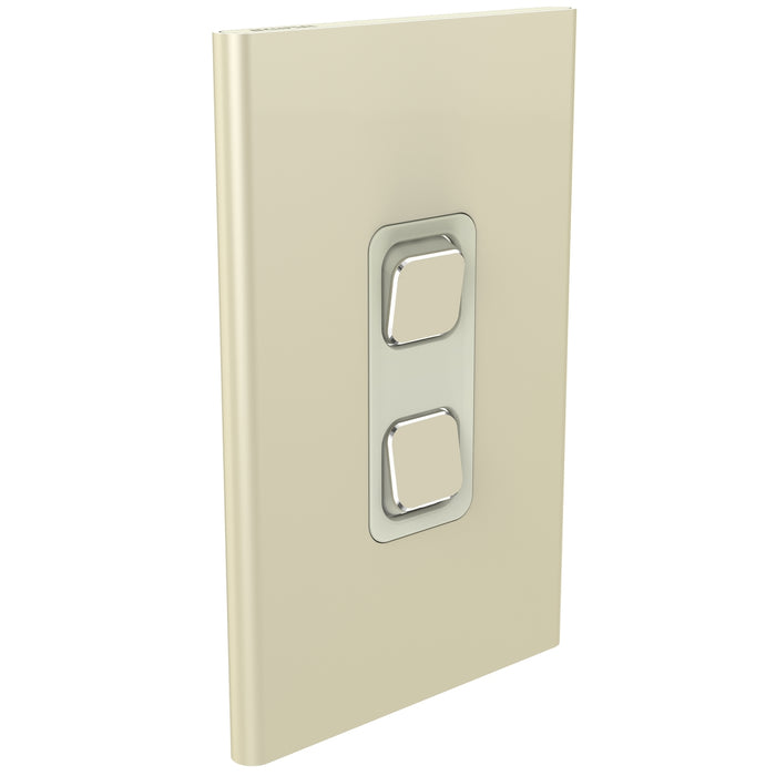 Clipsal Iconic 2 Gang Switch Plate - Skin Only, Crowne