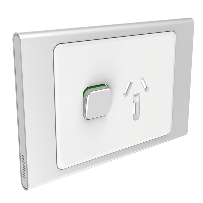 Clipsal Iconic Single Power Point Outlet - Cover Only, Silver