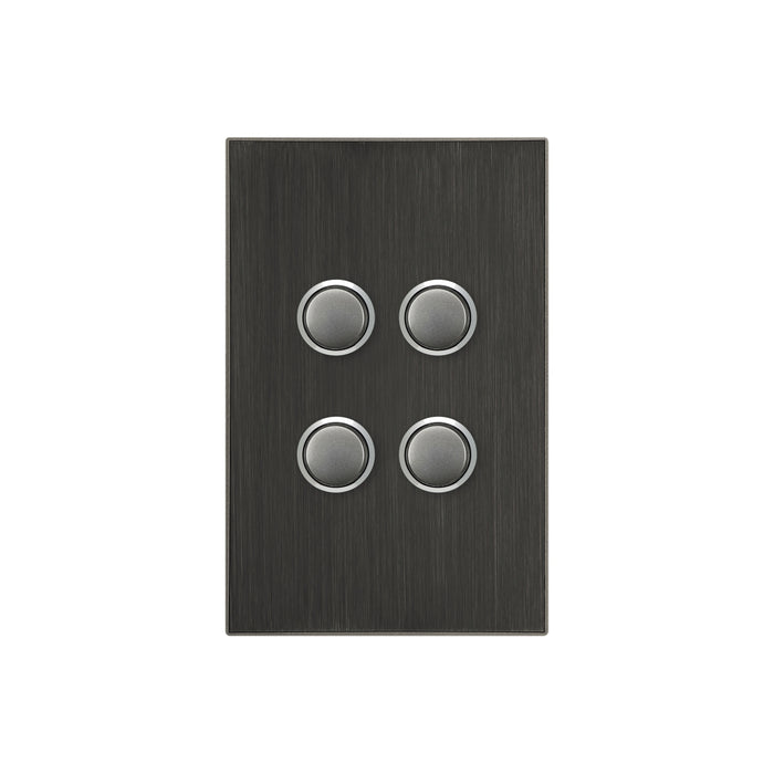 Clipsal Saturn Series 4 Gang Push Button LED, Horizon Black