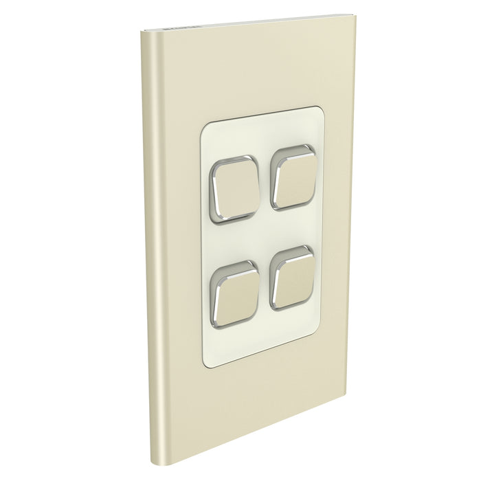 Clipsal Iconic 4 Gang Switch Plate - Skin Only, Crowne