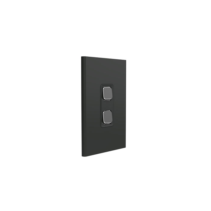 Clipsal Iconic 2 Gang Switch Plate - Skin Only, Silver Shadow