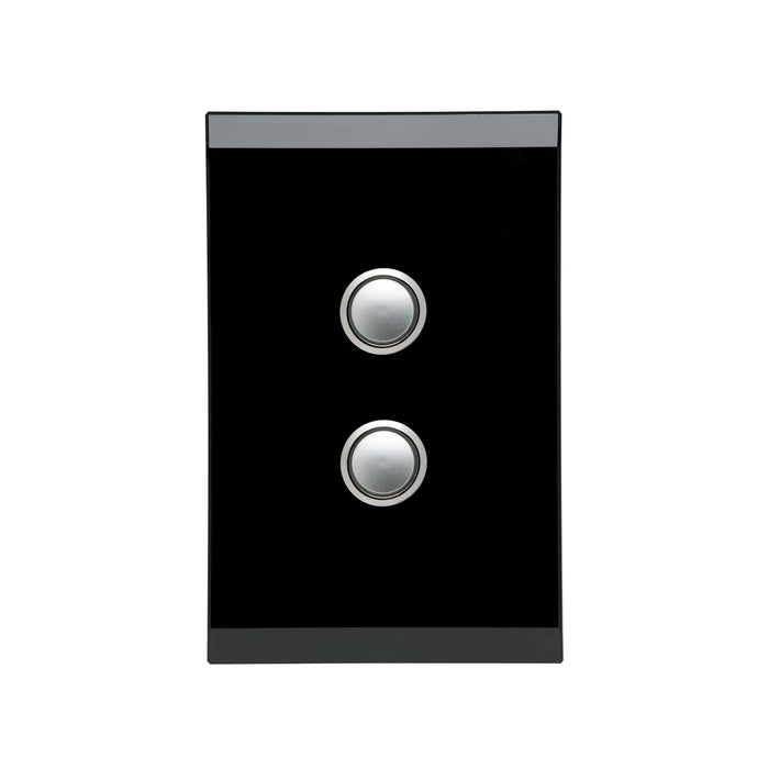 Clipsal Saturn Series 2 Gang Push Button LED, Espresso Black