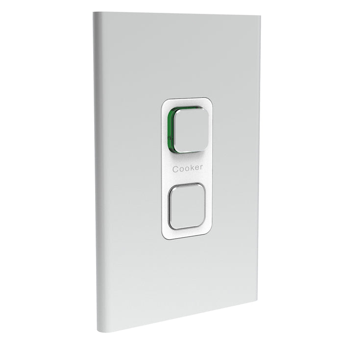 Clipsal Iconic Styl 45a Cooker Switch - Skin Only, Silver