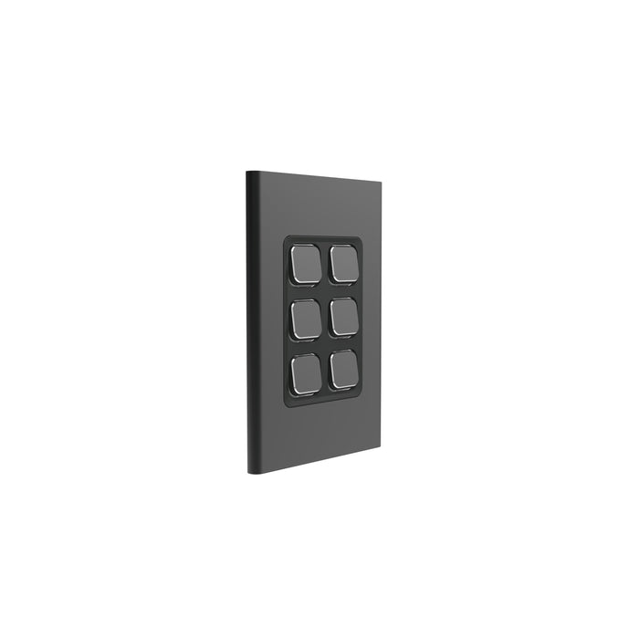 Clipsal Iconic 6 Gang Switch Plate - Skin Only, Silver Shadow