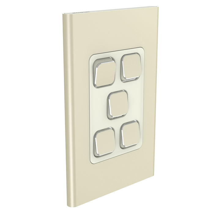 Clipsal Iconic 5 Gang Switch Plate - Skin Only, Crowne