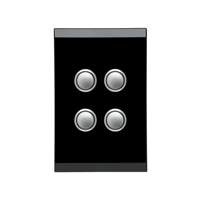 Clipsal Saturn Series 4 Gang Push Button LED, Espresso Black