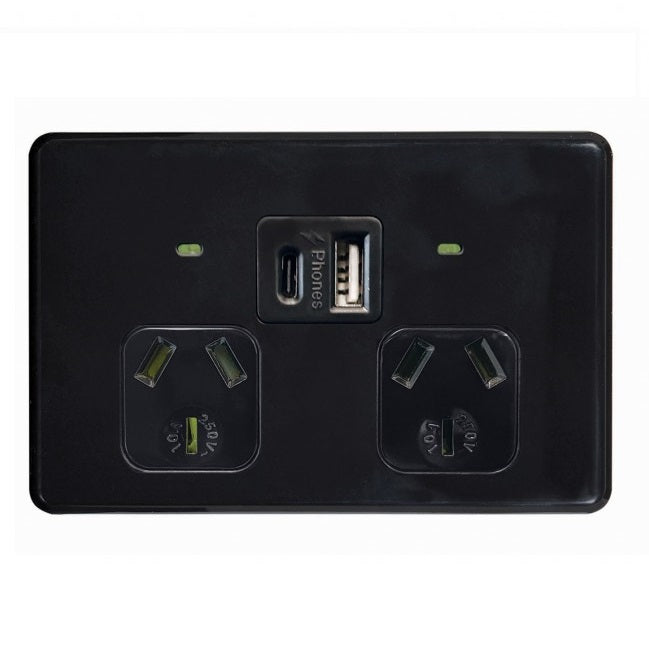 Trader Flat Cat Fully Integrated Type A&C Dual USB Charger Power Point