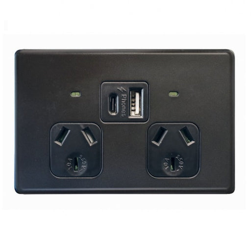 Trader Flat Cat Fully Integrated Type A&C Dual USB Charger Power Point