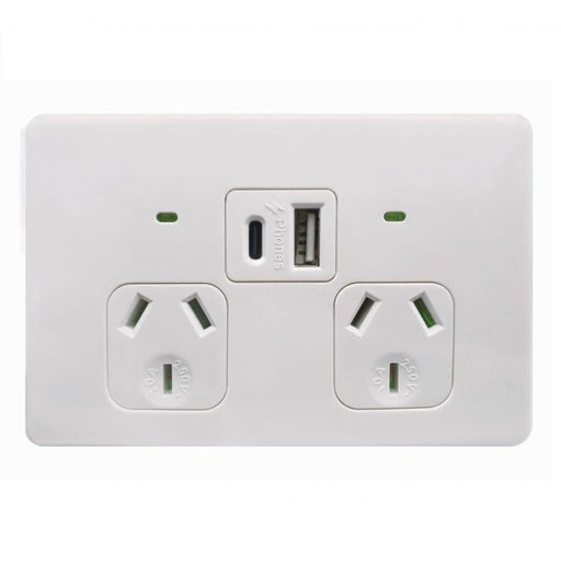 Trader Flat Cat Fully Integrated Type A&C Dual USB Charger Power Point